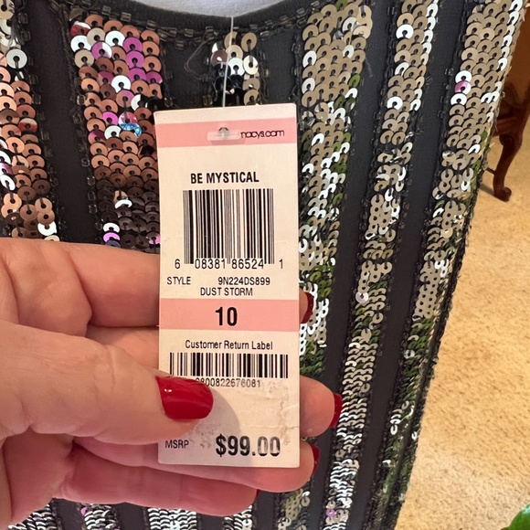 Sequin & Silk Silver Dress NWT - Picture 6 of 6